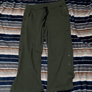DKNY Sport Olive Green Wide Leg Breakaway Sweatpants L Unisex